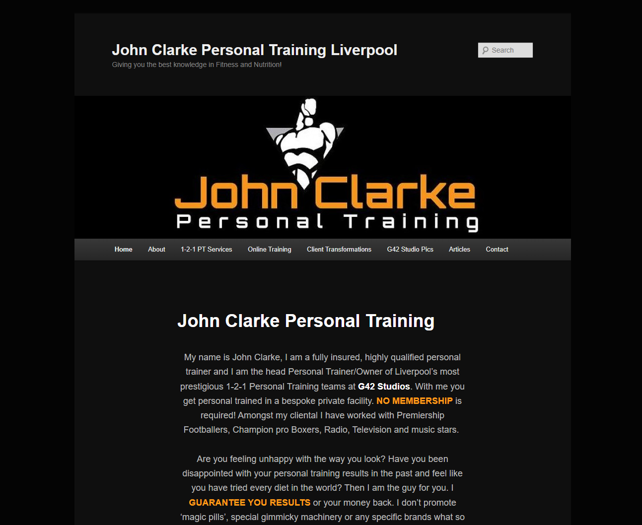 Before — John Clarke Personal Trainer old website
